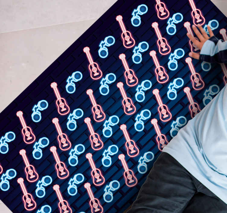 Passatoia in vinile rettangolare Modello di chitarre in stile neo