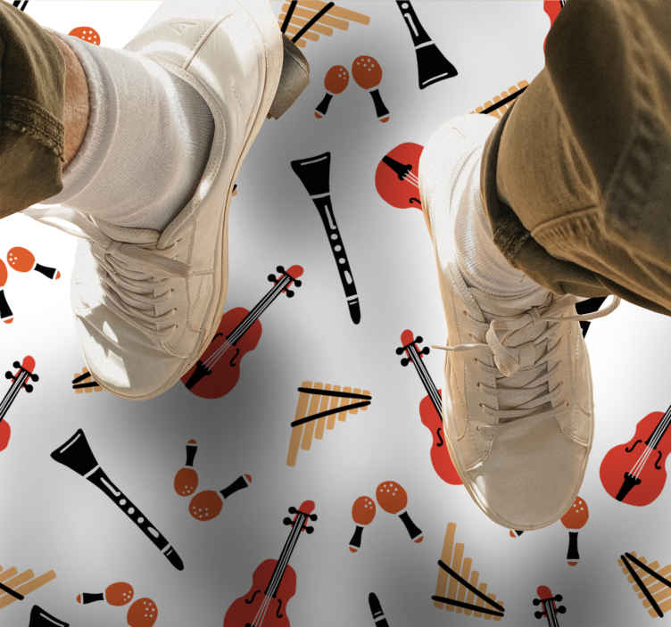 Alfombra vinílica infantil motivos de instrumentos musicales - TenVinilo