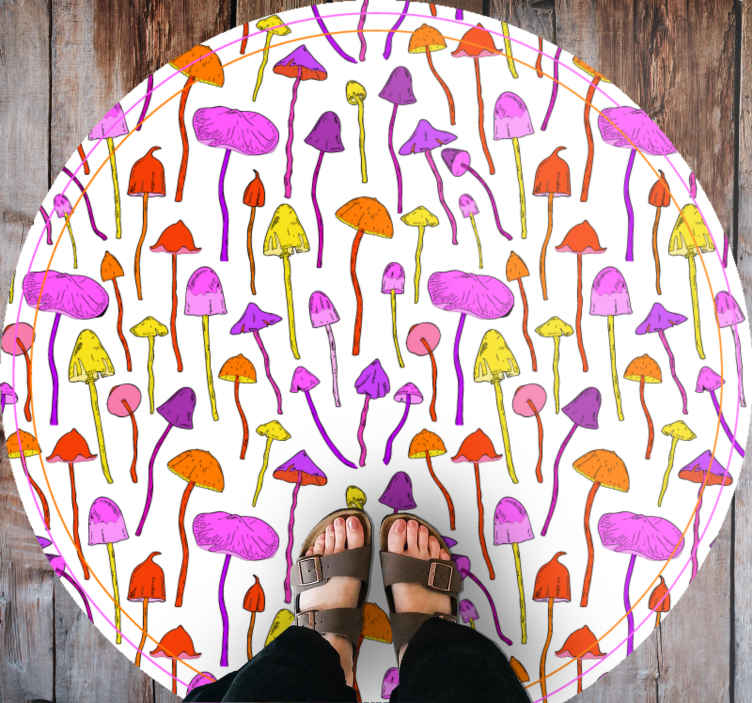 Tappeto vinile fiori illustrazioni vivaci di funghi - TenStickers