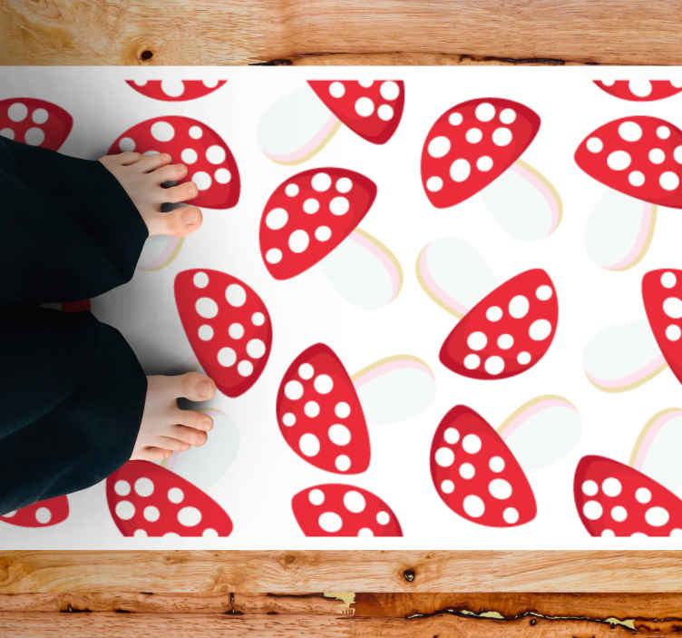 Tappeto in pvc con fiori e piante Funghi classici sfondo bianco