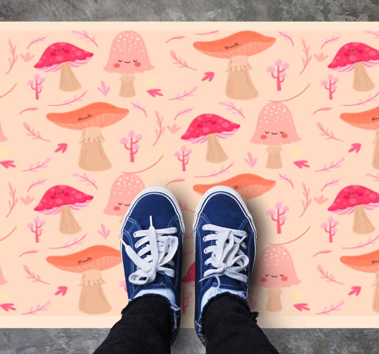 Glad klassisk sopp vinyl teppe blomster og planter - Tenstickers