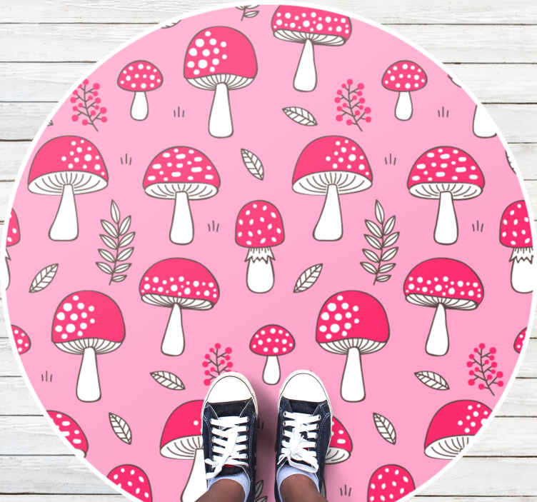 Sirkel- og soppmønster vinyl teppe blomster og planter - Tenstickers