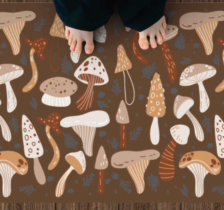 Brown mushroom pattern flower rug - TenStickers