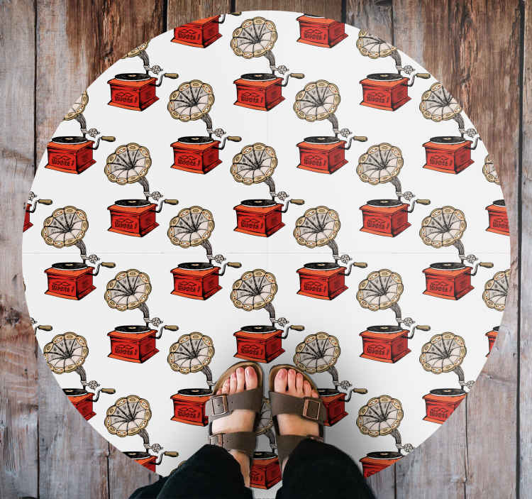 Tappeto in vinile forma rotonda Modello di grammofono retrò