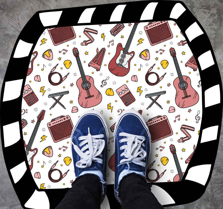 Vit och svart mönster fyrkantig vinylmatta - Tenstickers