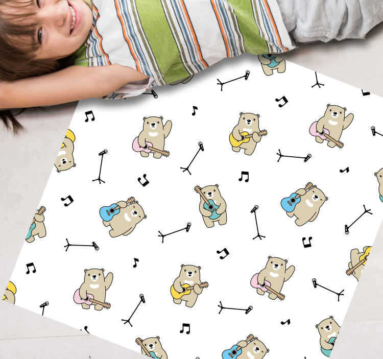Alfombra vinilo cuadrada Patrón de dibujos animados de peluche de - TenVinilo