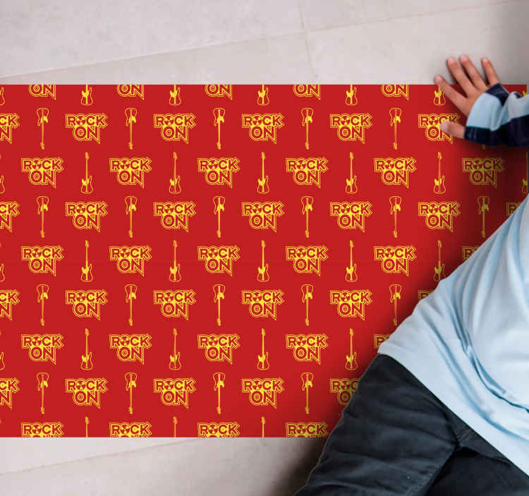 Tapis vinyl rectangulaire Modèle de musique avec des guitares rét TenStickers