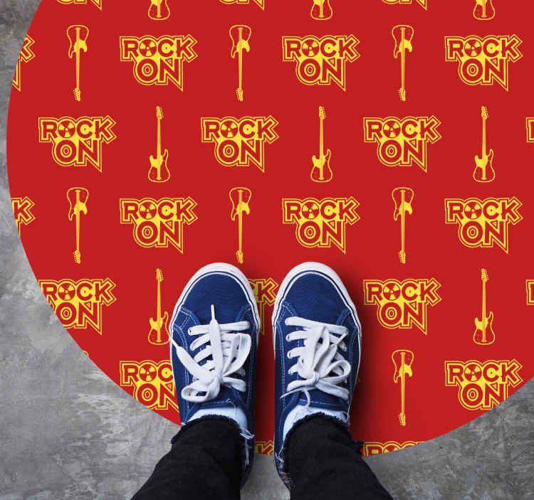 Tappeto in vinile forma rotonda Motivo musicale con chitarre retr