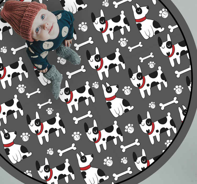 Alfombra vinílica infantil patrones de perros juguetones - TenVinilo