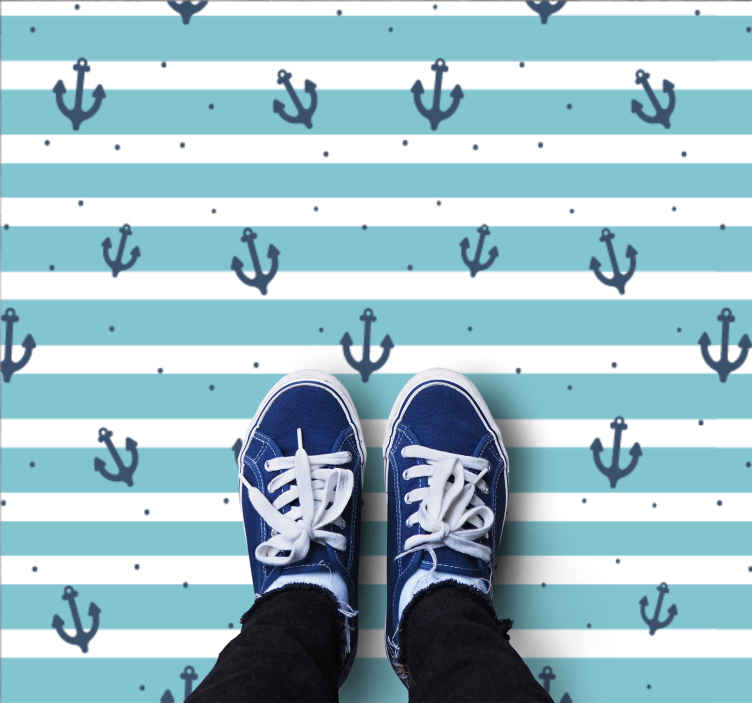 Alfombra vinílica infantil con diseño de anclas marinas - TenVinilo