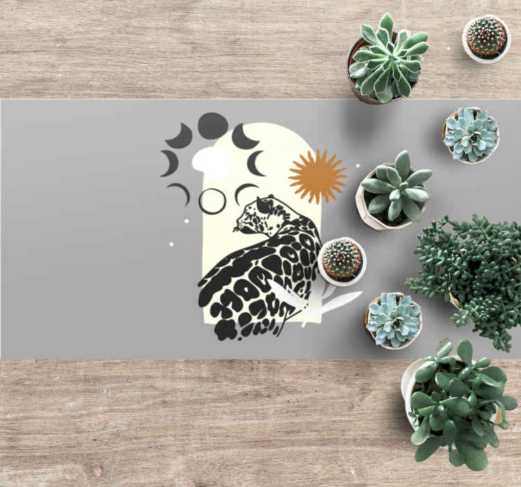 Tappeto in vinile per salone Leopardo nero sotto il motivo della