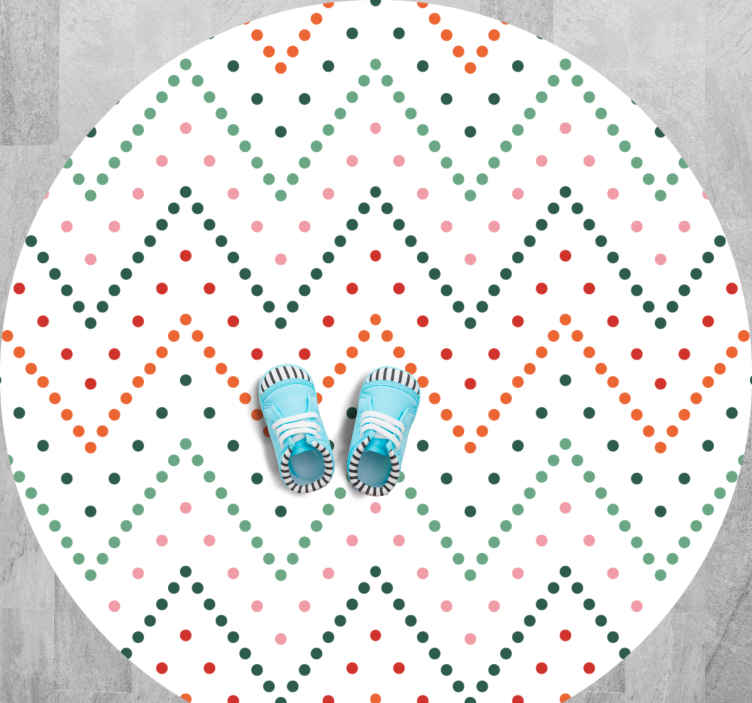 Tappeto in vinile forma rotonda Linee a zig zag dods multicolori