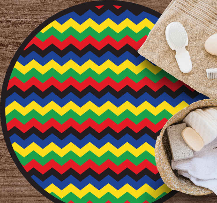 Colorful zigzag lines pattern circular mat TenStickers