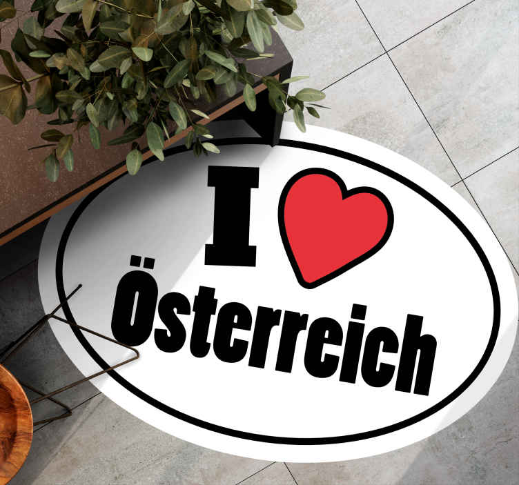 Vinylteppich Text Rotes herz und ich liebe Österreich phrase TenStickers