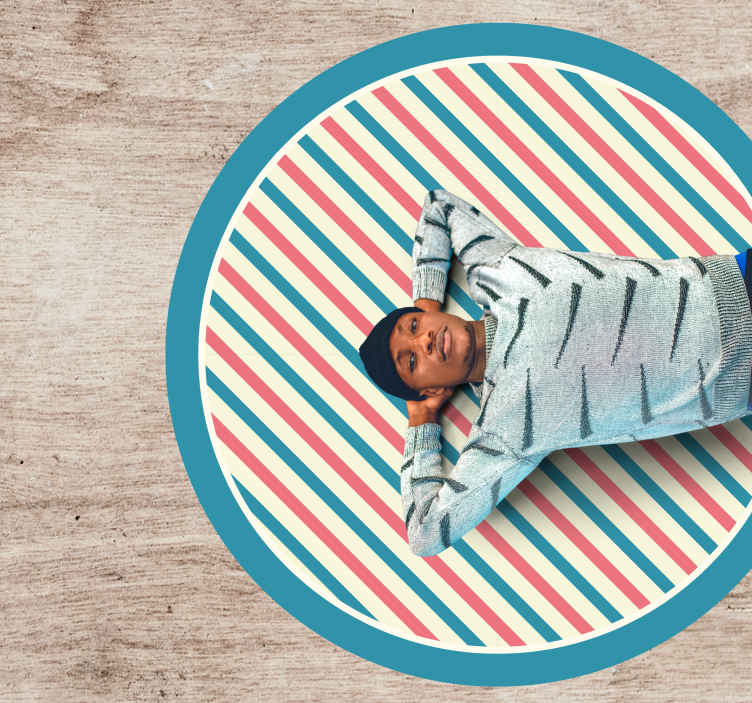 Alfombra vinílica rayas patrón diagonal circular - TenVinilo