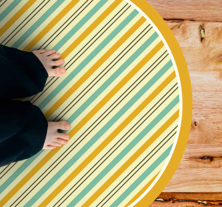 Tapete vinílico às risca em tons de amarelo circular - TenStickers