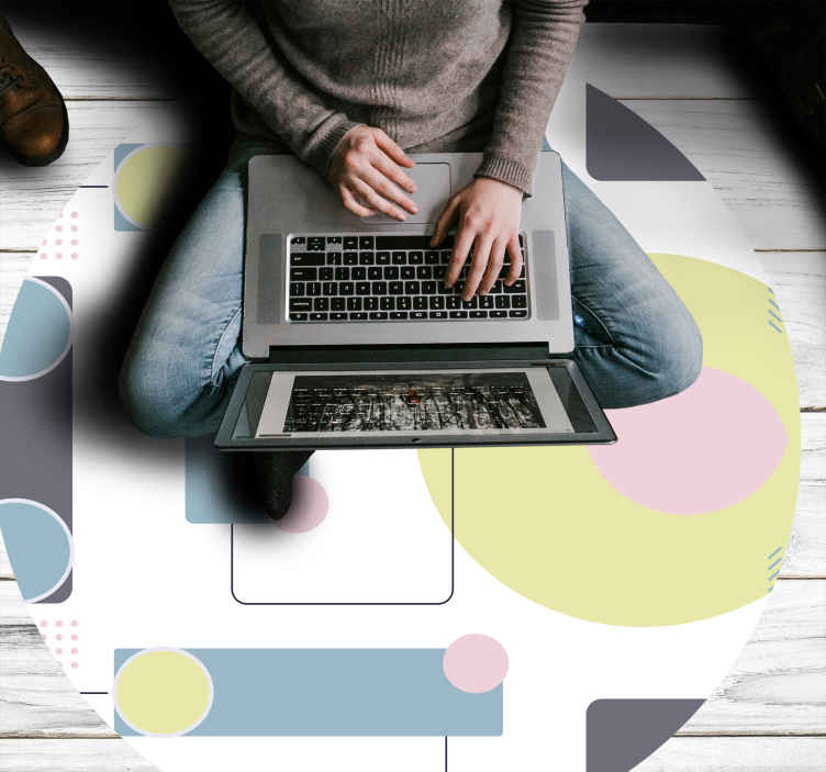 Tappeto in vinile forma rotonda Sfondo geometrico pastello