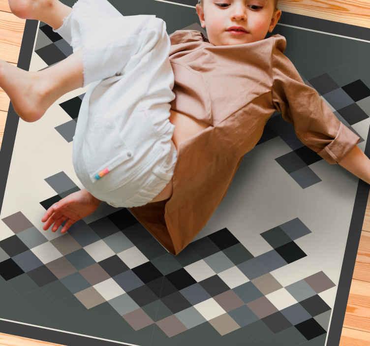 Grey brown and white square rug TenStickers