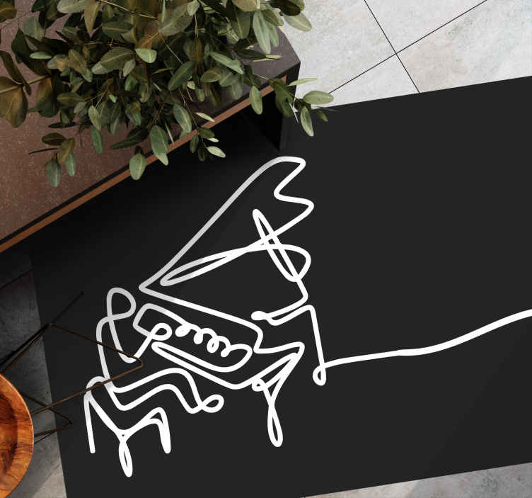 Alfombra vinílica moderna arte lineal de piano - TenVinilo