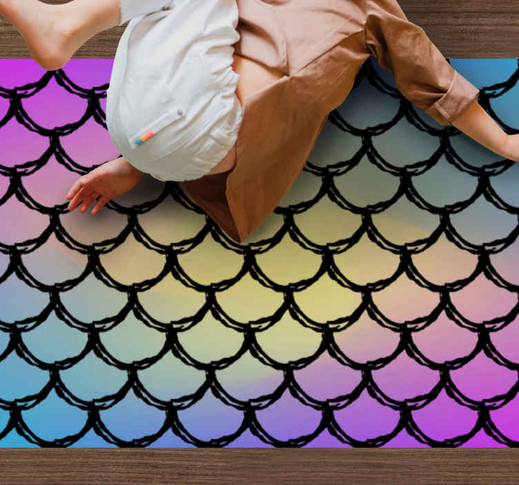 Rectangular vinyl rug with colorful scales design - TenStickers