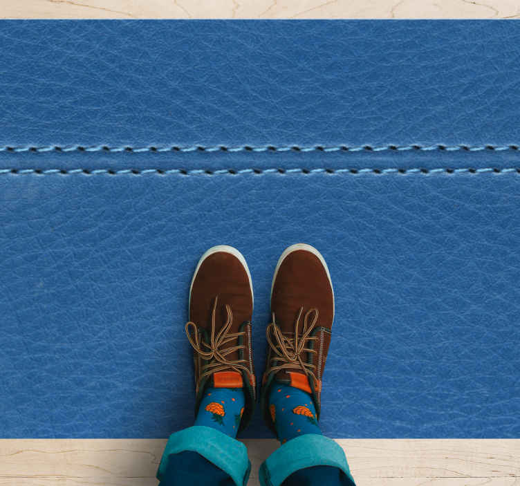 Vinyl rug with blue leather stitching - TenStickers