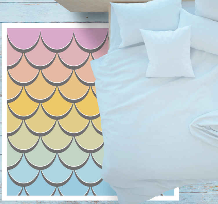 Tapis vinyle textures écailles de poisson pastel - TenStickers