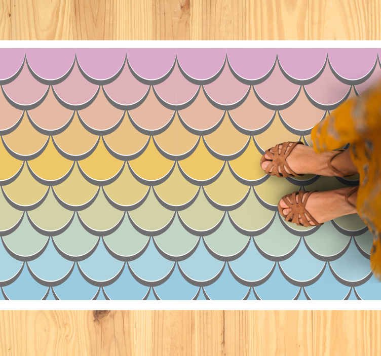 Alfombra vinílica imitación patrón de escamas de colores - TenVinilo