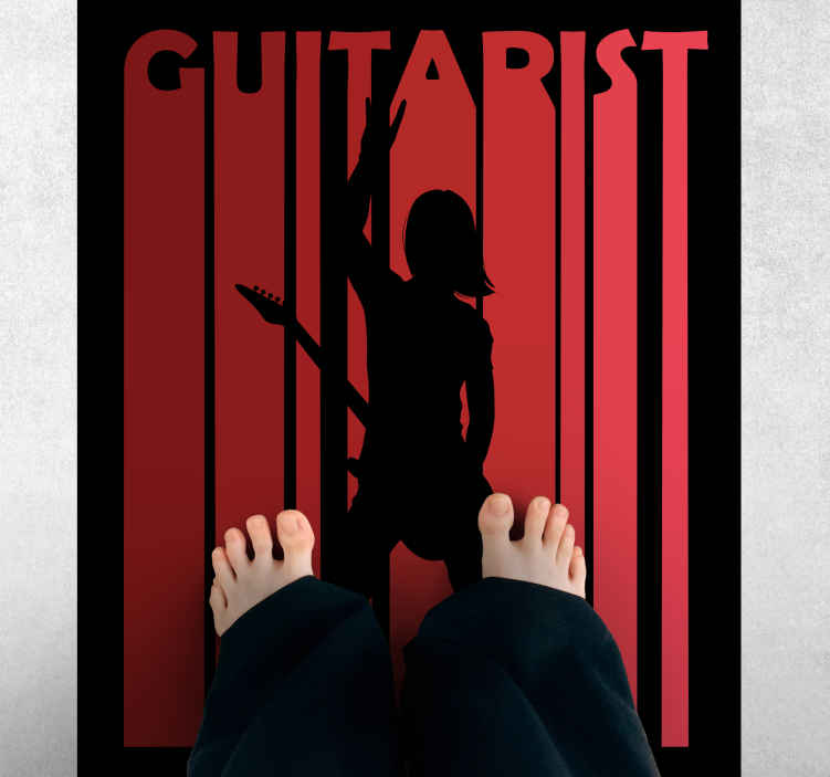 Alfombra vinílica textura silueta de guitarrista - TenVinilo