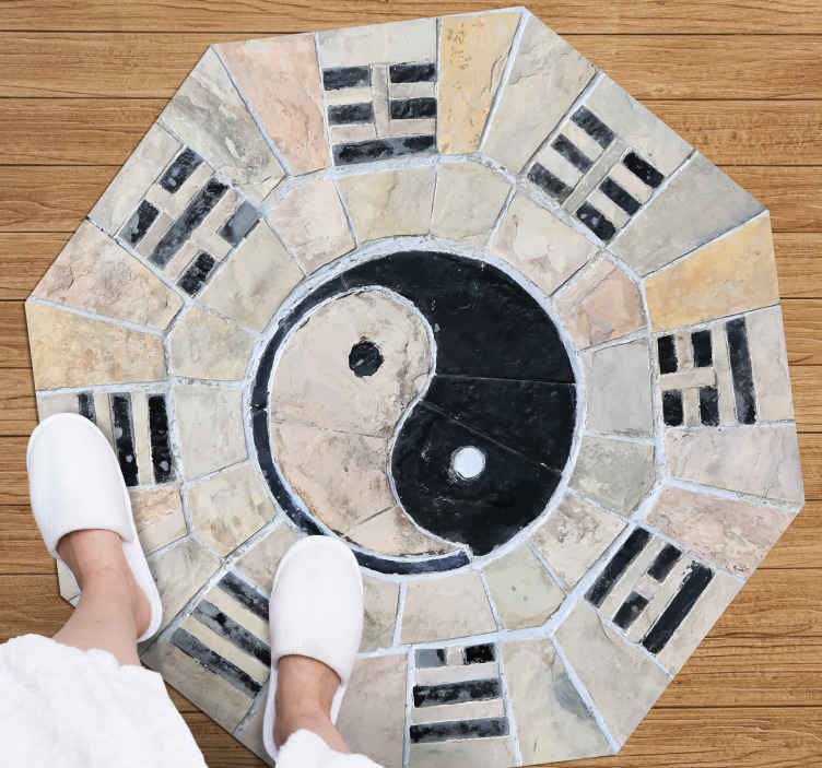 tapis vinyl avec motif Marbre ying et yang