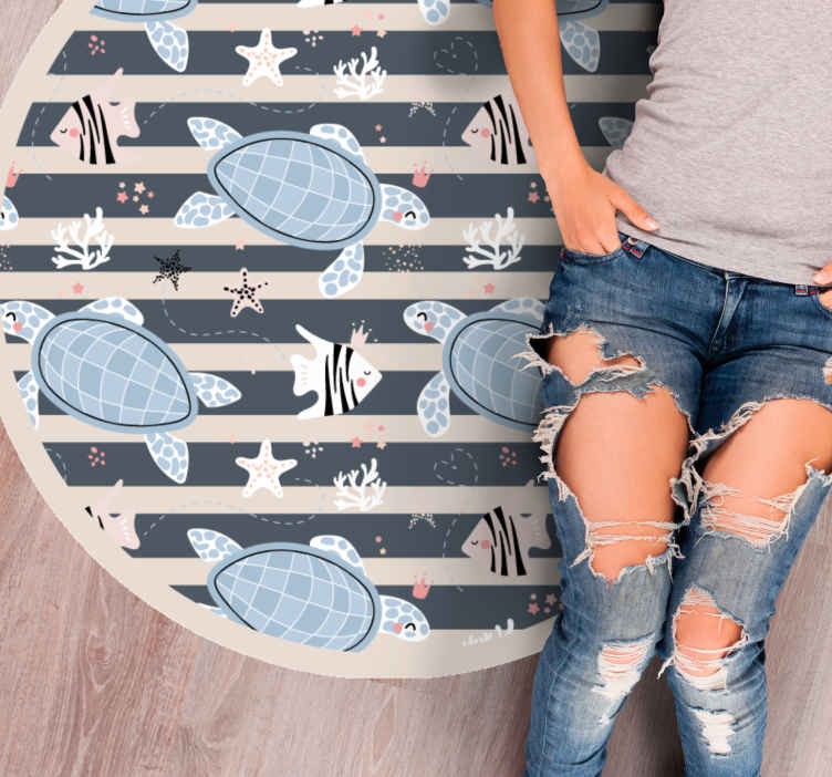 Underwater turtles animal vinyl rug - TenStickers