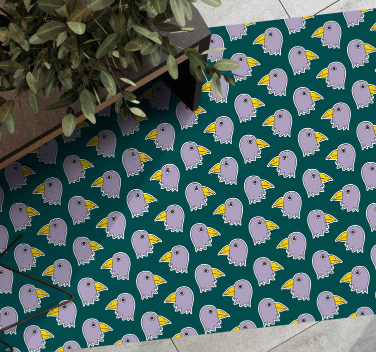 Tappeto in vinile per salone Motivo corvo verde e viola