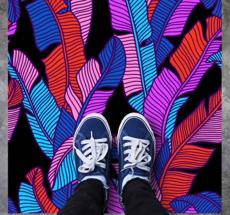 Shape design with leaves square rug TenStickers