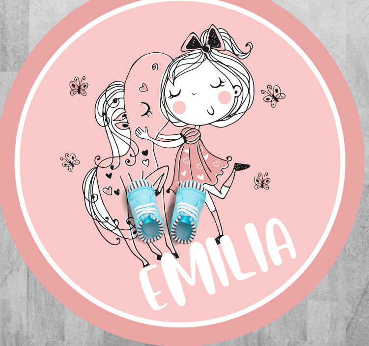 Vinil podovi tinejdžeri djevojka i konj s imenom - TenStickers
