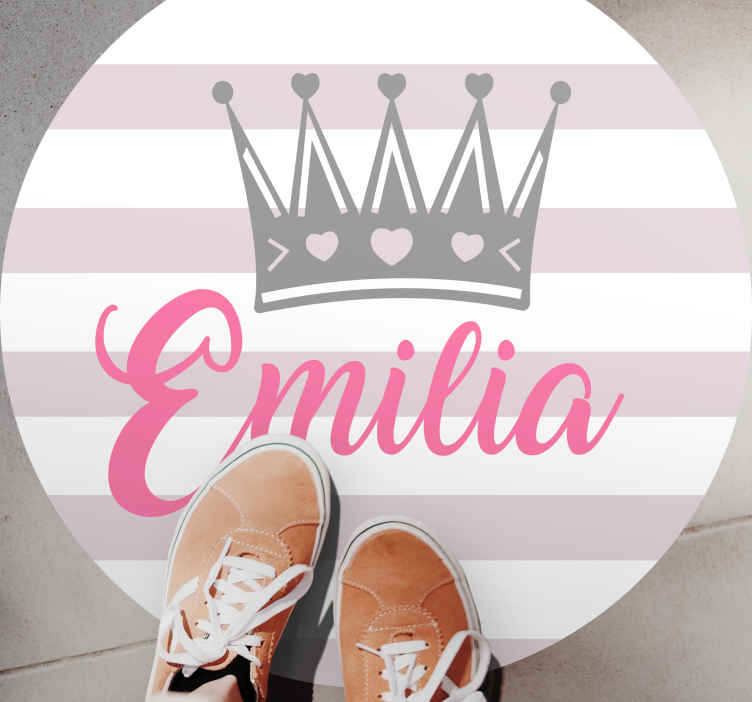 Tappeto in vinile nome Corona d'argento con nome rosa