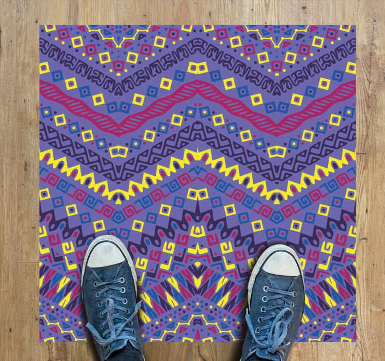 Blue zig zag design ethnic rug TenStickers