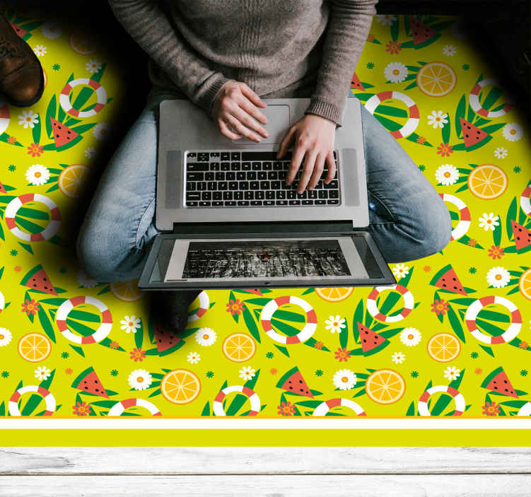Kirkkaita sitruskuvioita mosaiikki vinyylimatto - Tenstickers