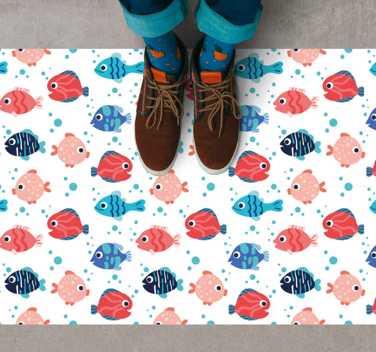 Tapete de vinil infantil peixes rosa e azul - TenStickers