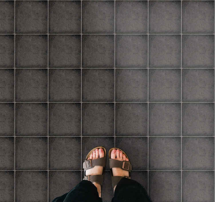 Gewond raken toevoegen huurling Hydraulische tegels vinyl tapijt Zwarte vierkante stenen - TenStickers