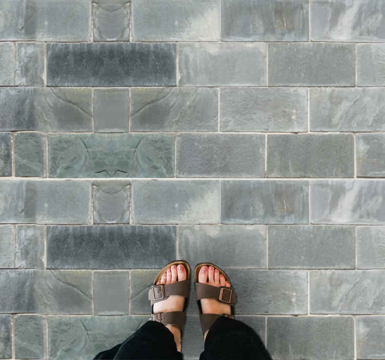 Tappeto in vinile salone Modello rustico in pietra grigio scuro