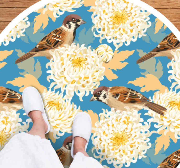 Flower vinyl rug sparrow floral design - TenStickers