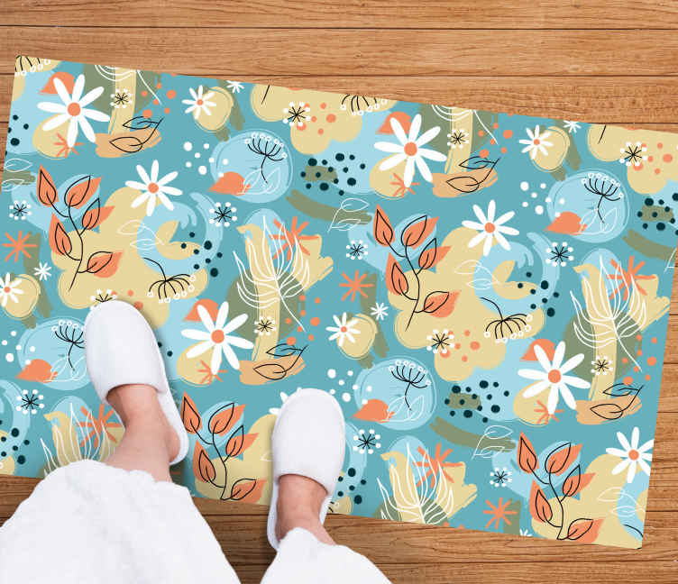 Floral abstract patterns floral vinyl rug - TenStickers
