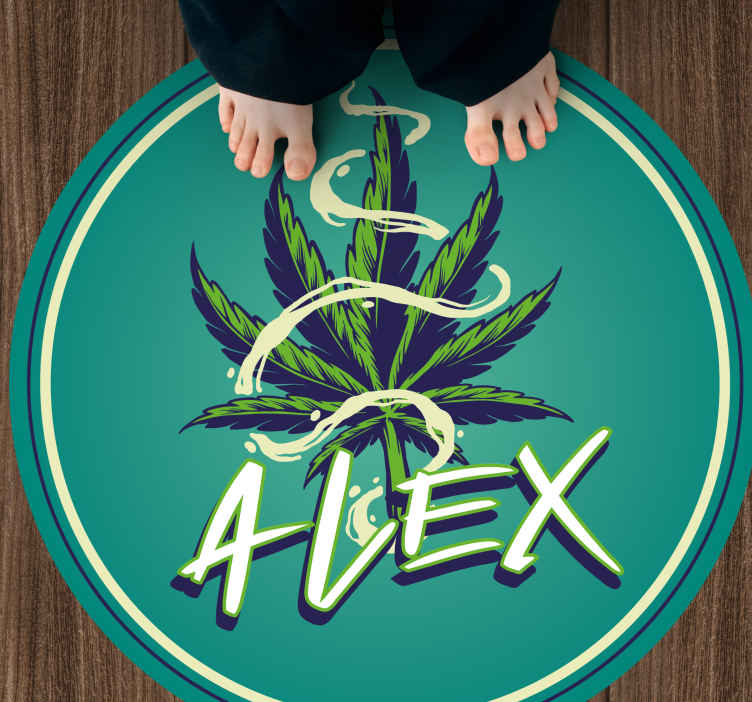 Tappeto in vinile nome Graffiti di illustrazione di cannabis