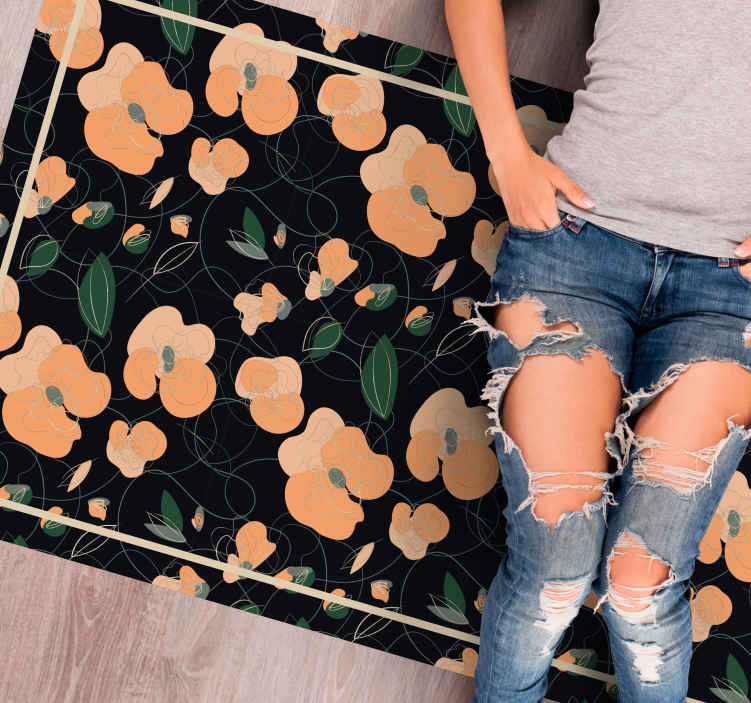 Tappeto in pvc con fiori e piante Modello fauna e flora scuro viv