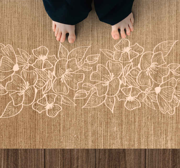 Brown texture flower rug - TenStickers