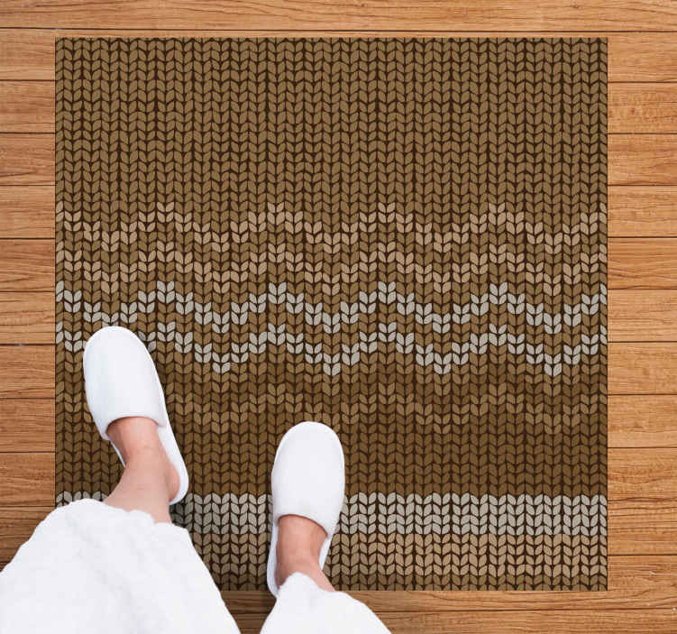 Alfombra vinílica étnica patrón de tejido texturizado - TenVinilo