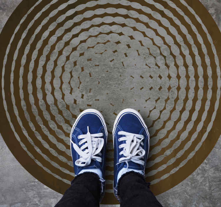 Tappeto in vinile stile retro/vintage Cerchi sottili marroni e gr