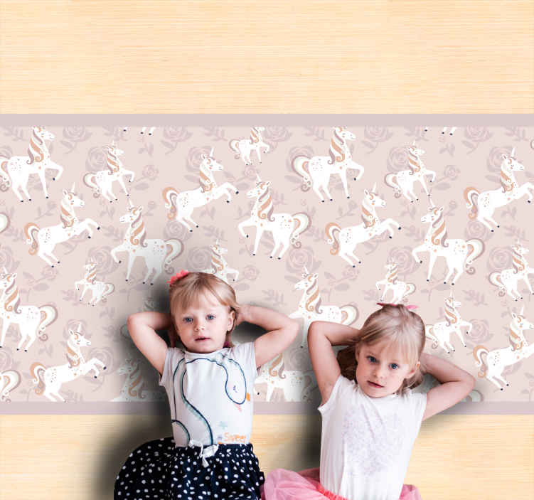Alfombra vinílica infantil paisaje onírico de unicornio - TenVinilo