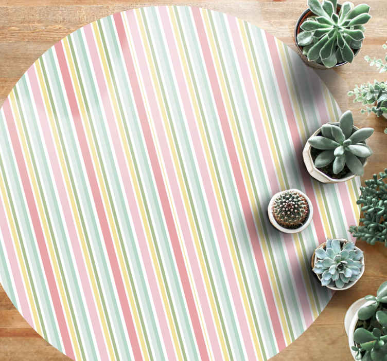 Pastellfarget stripet mønster vinylteppe - Tenstickers