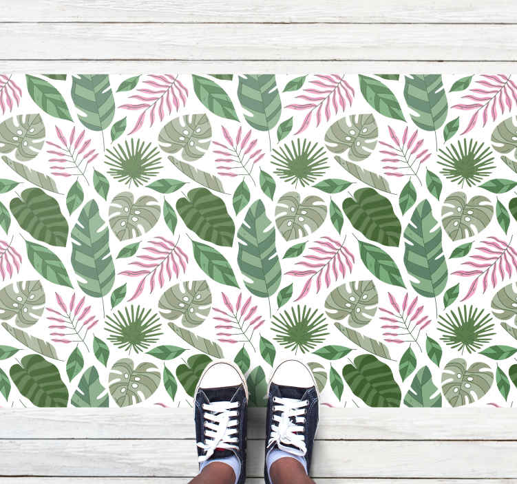 Nature vinyl rug with tropical leaf designs - TenStickers