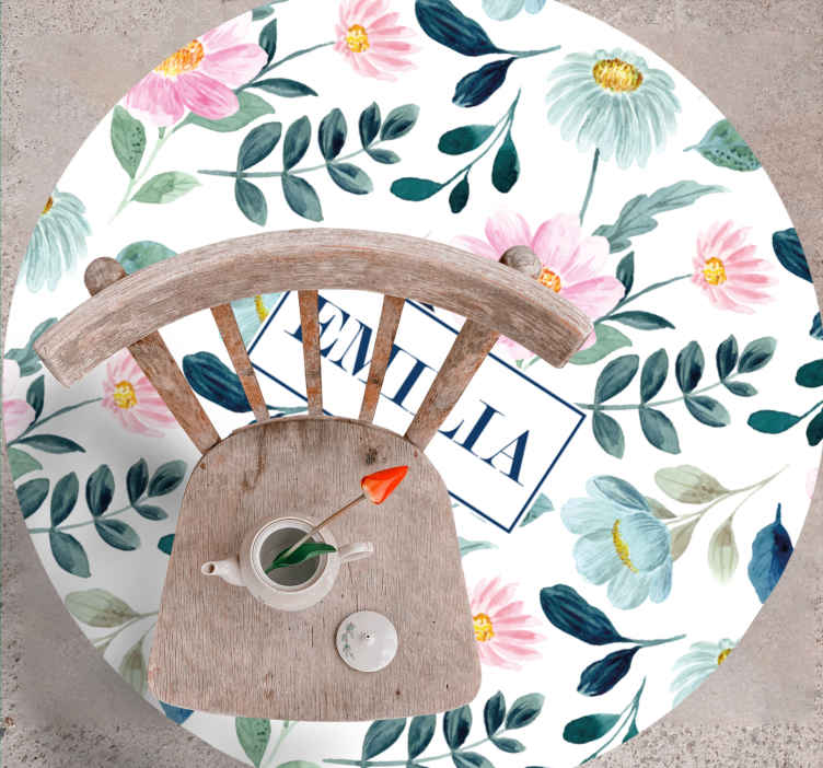 Floral name personalisation bedroom vinyl rug - TenStickers